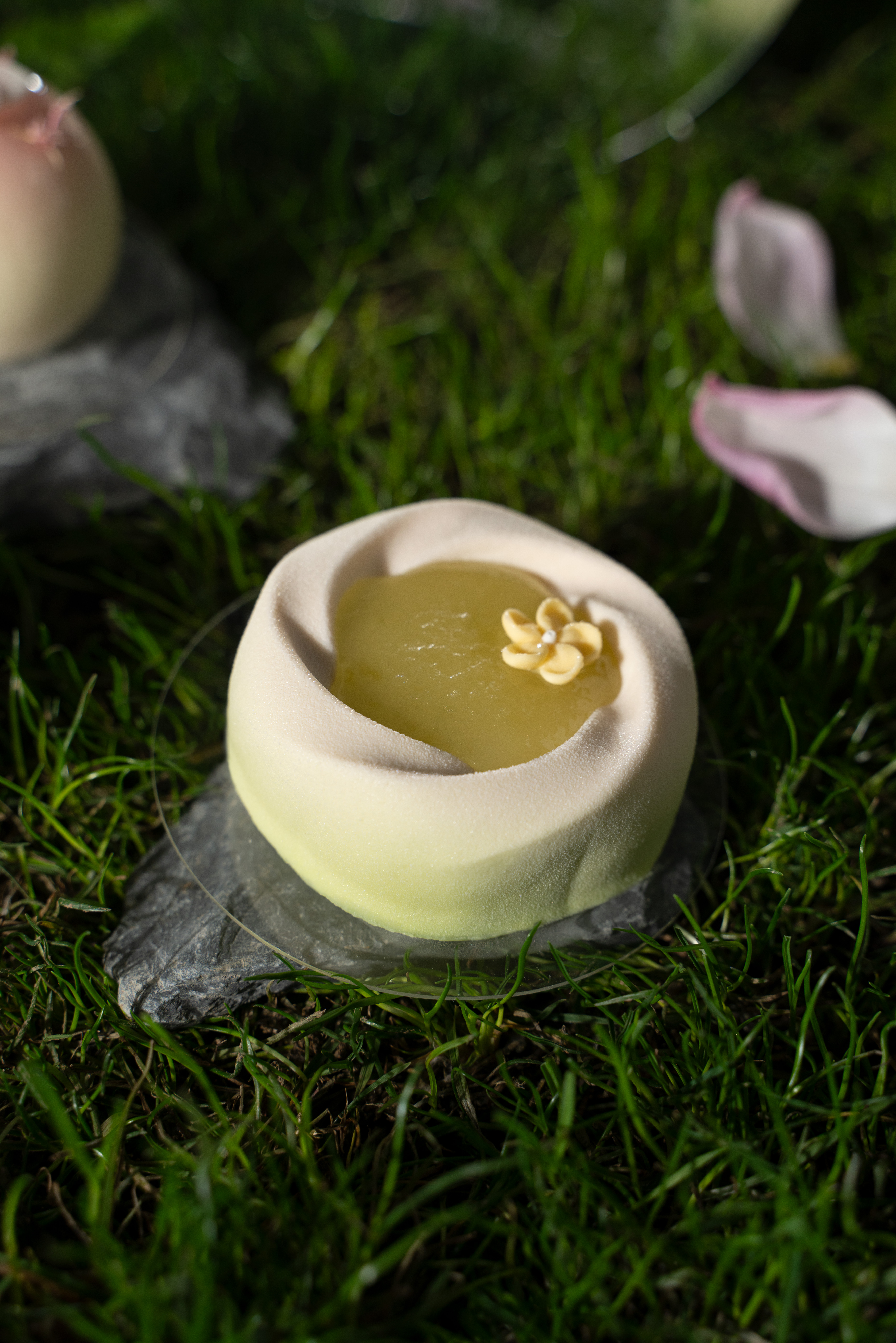 Green Lemon and Matcha Moon Mousse Cake