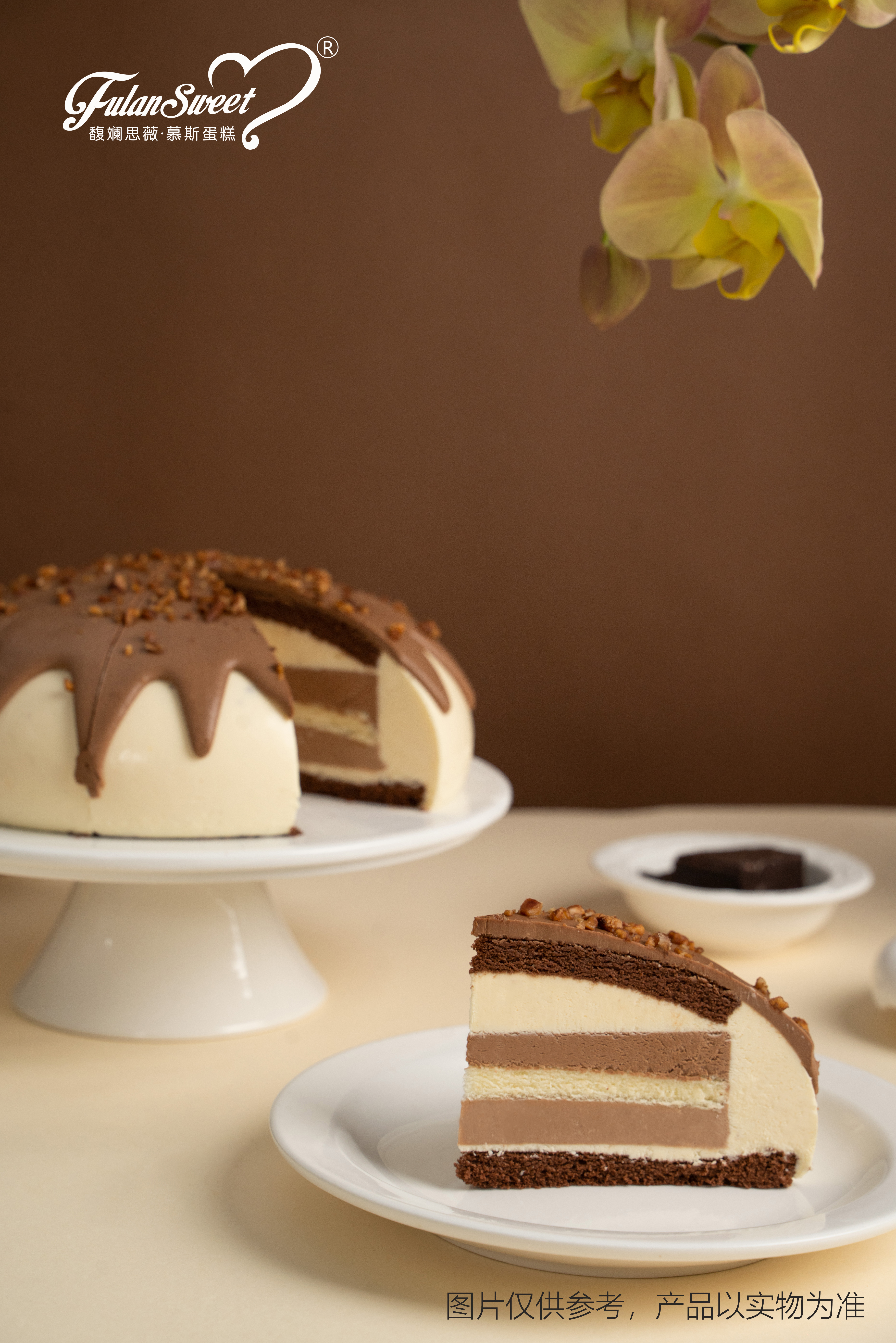Walnut Chocolate Mousse Cake